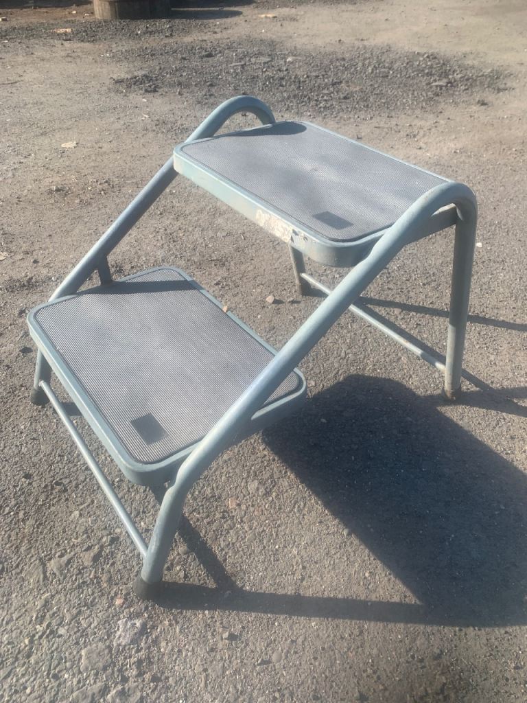 Light steel 2 tread caravan step, 15 inches high,