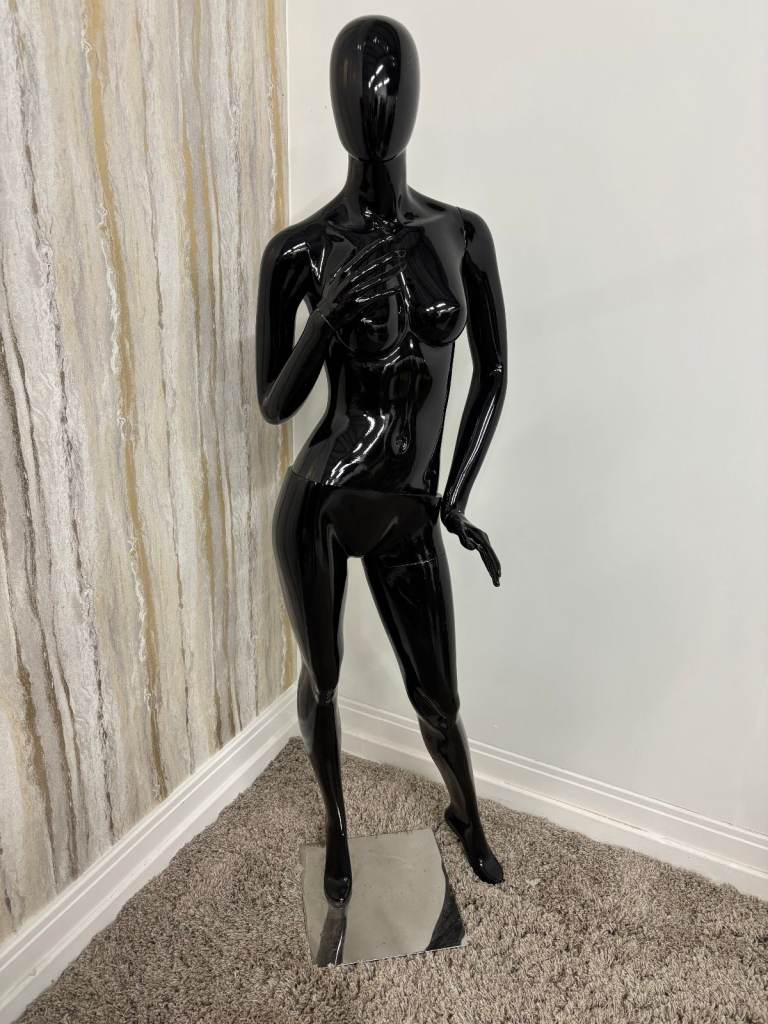 5 Various Positioned Black Gloss Mannequins 