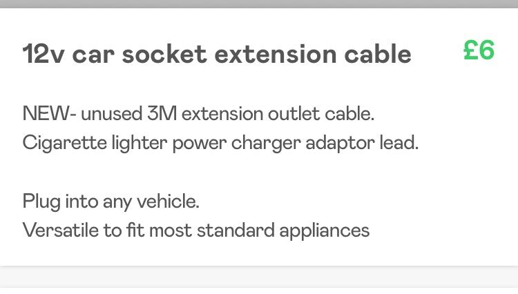 Car socket extension cable