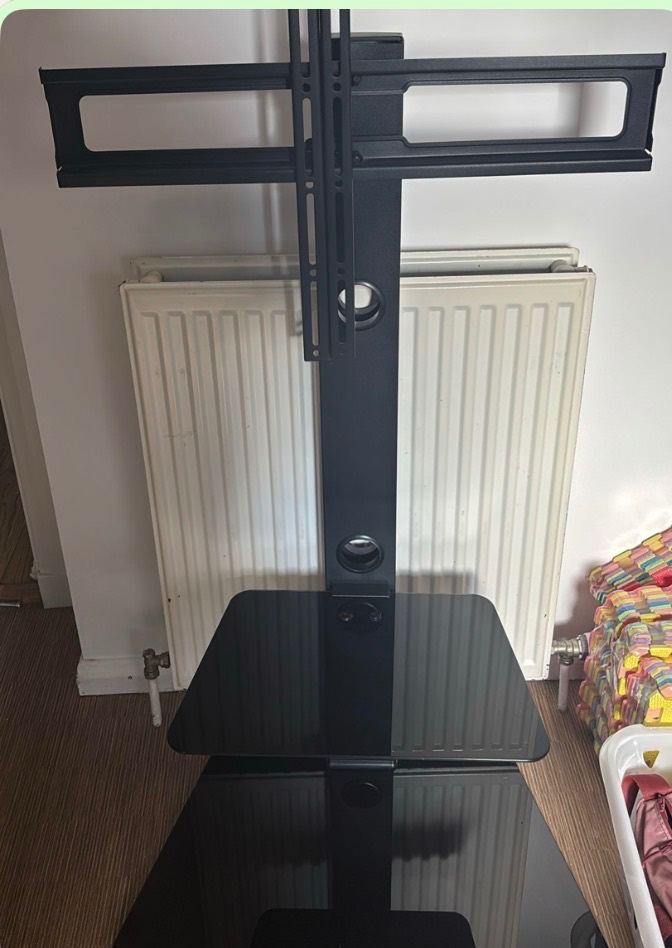 Black Glass TV Stand with Mount - excellent  Condition