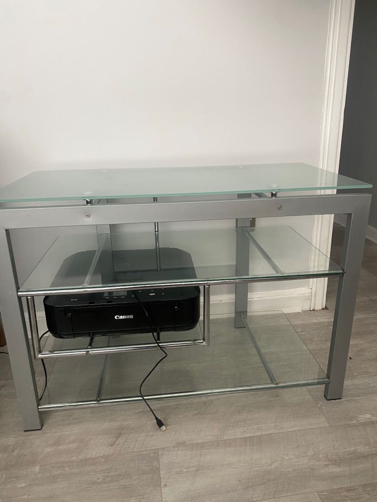 glass/silver TV cabinet/ desk 