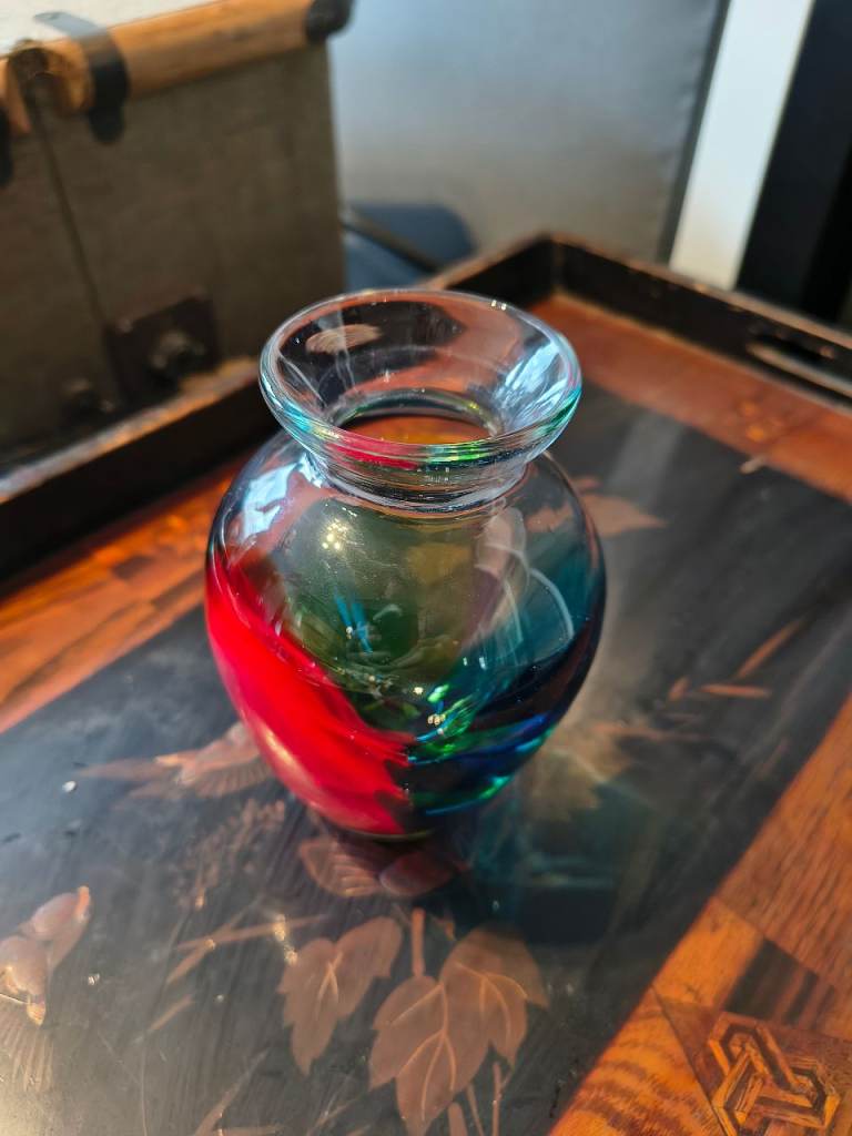 Small Multicoloured Glass Vase – Good Condition