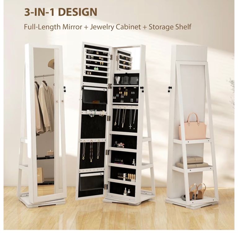 Jewellery cabinet Pale Grey Wood 