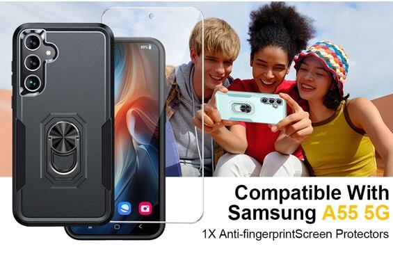 Samsung A55 5G Phone Case with [1*Tempered Glass Screen Protector