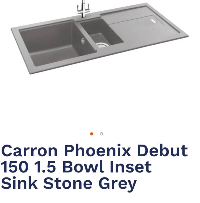 Carron Phoenix Debut 1.5 Bowl Inset Sink – Stone Grey, New