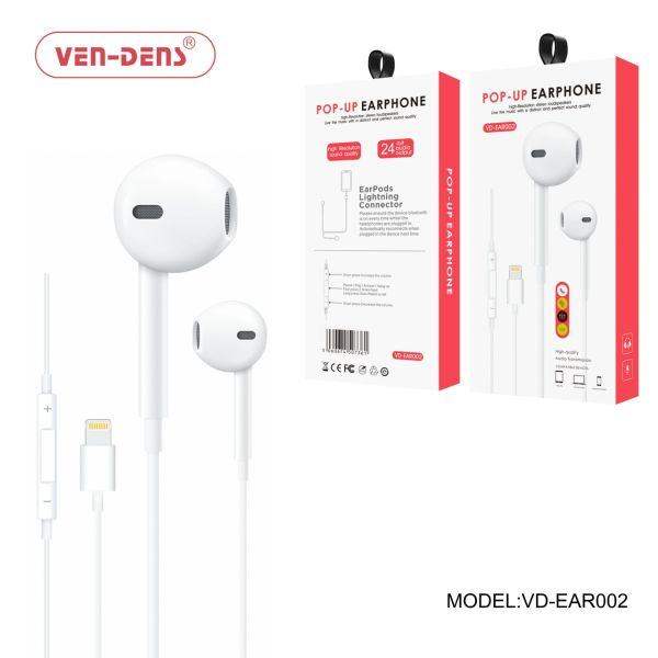 VEN-DENS Pop-Up Earphones VD-EAR002 – White, New