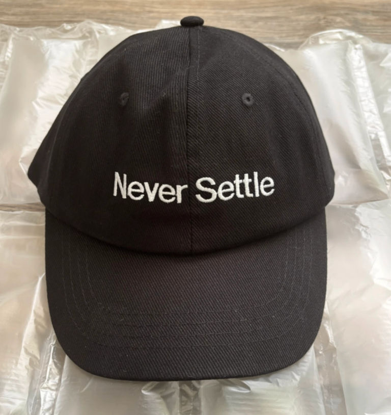 Baseball Hat Cap Oneplus Limited Edition Black with Back Red Logo and Front Never Settle