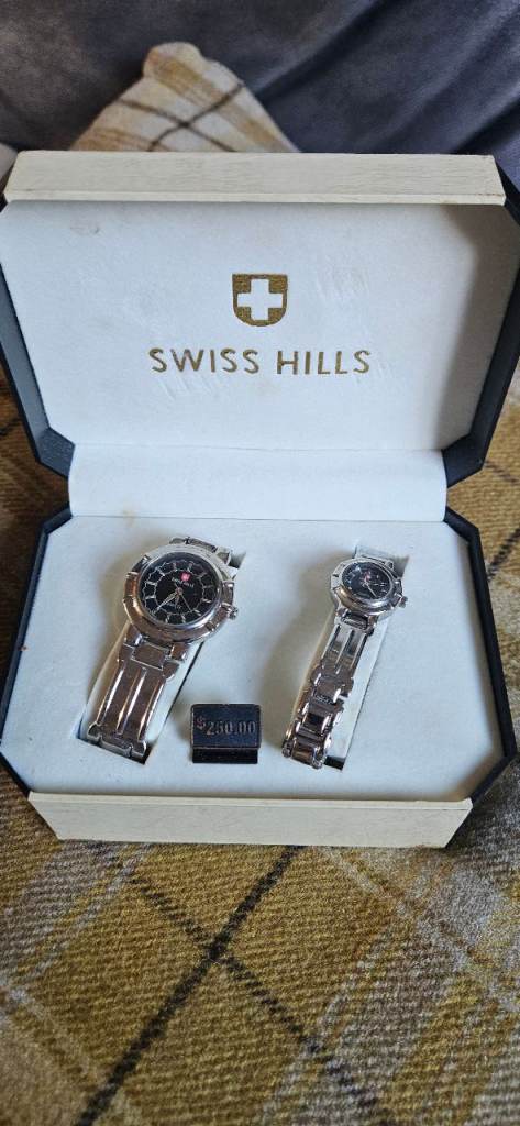 Swiss Hills Matching Silver Watches Set – As Good As New