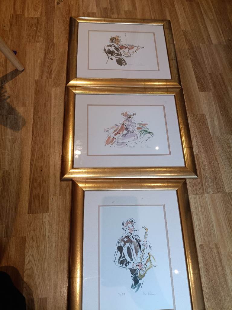 Ian Ribbons signed limited edition, numbered, musician themed framed art work