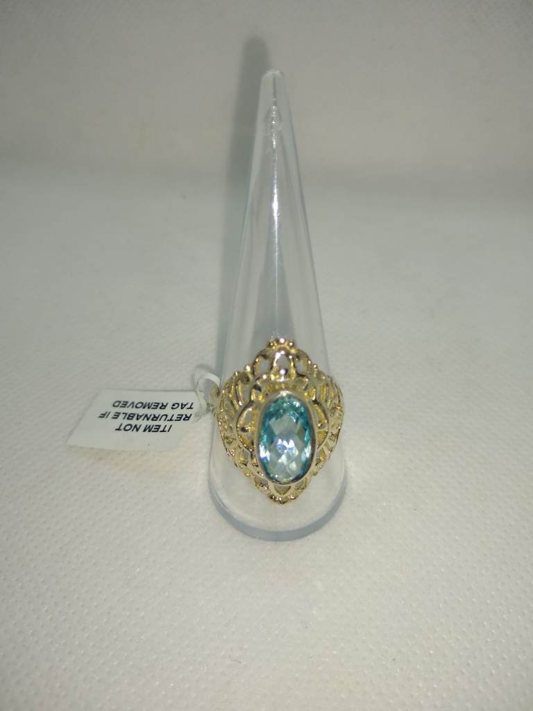NEW P138 TJC SIZE S Jewels of India sky blue topaz ring in sterling silver
