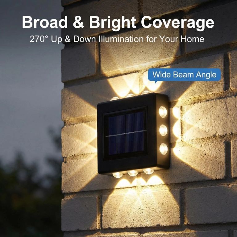 4 x Brand New Solar Garden Lights - Warm White - Wall or Ground Mounted