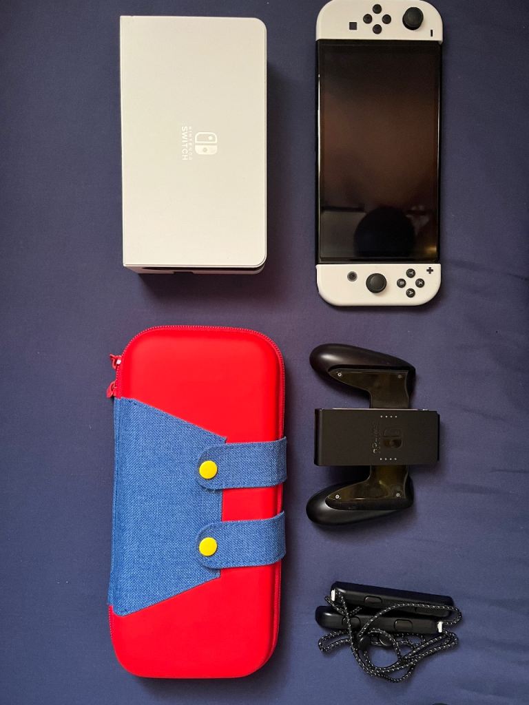 Nintendo Switch OLED White Console Bundle with Case & SD Card