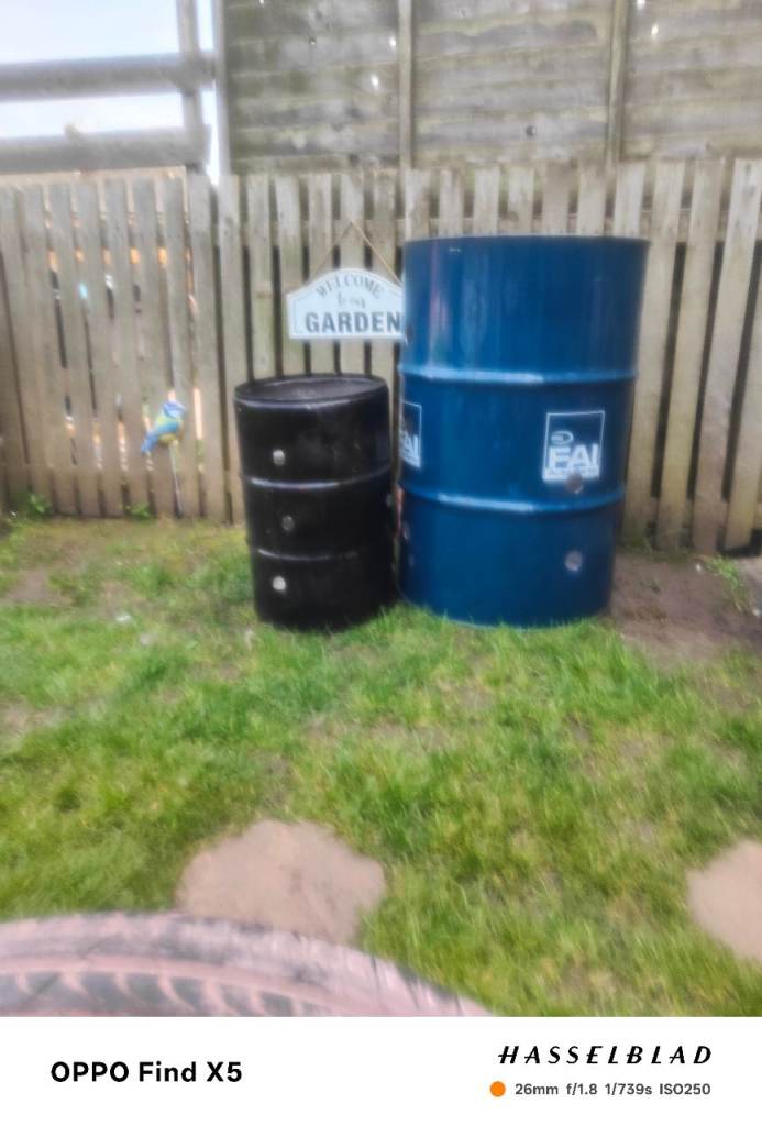 Metal Drums for Garden or Fire Pit – Good Condition