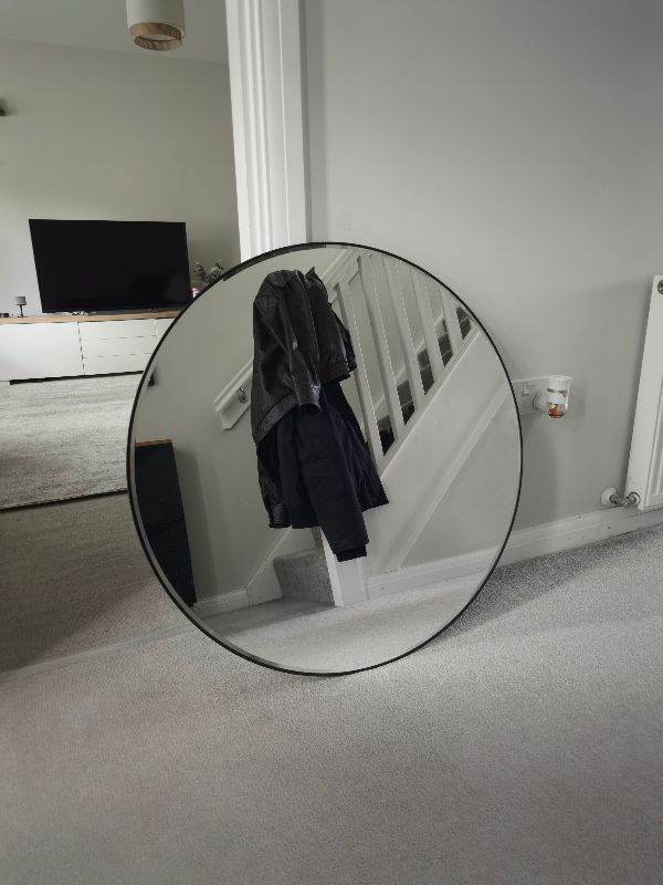 Large Round Black Wall Mirror – As Good As New