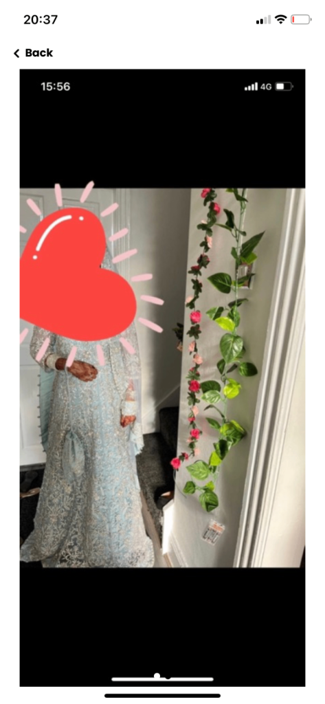 Blue and pink Walima dress
