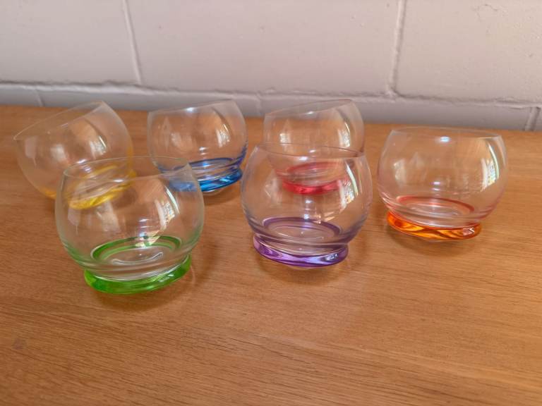 6x bohemia crystal crazy wobble whisky glasses