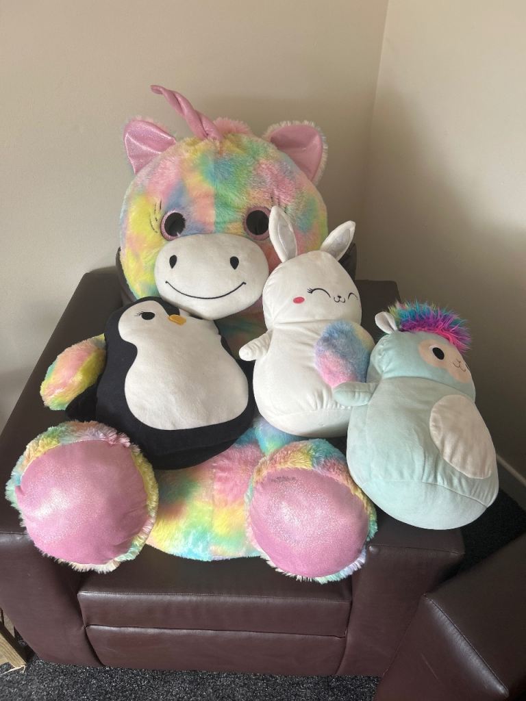 Large Rainbow Unicorn & Friends Plush Toys – Good Condition