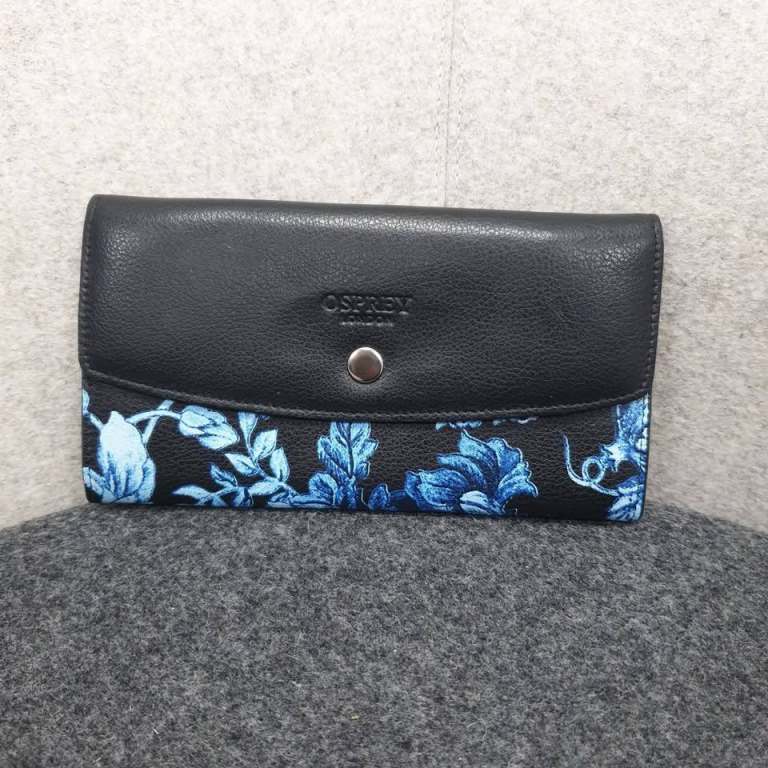 Osprey London Wallet Medium Matinee Blue Floral Genuine Leather Clutch Bag