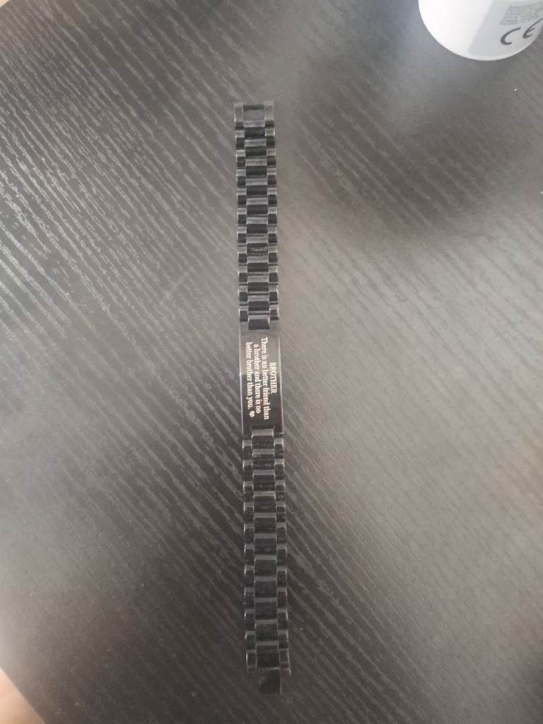 Men's black Stainless steel  engraved bracelet