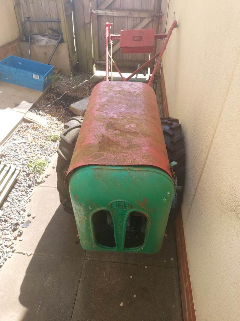 Vintage Two-Wheel Tractor Plough - Red & Green, Fair Condition
