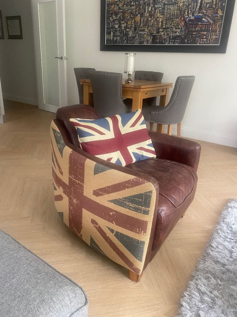 Union flag/ leather chairs