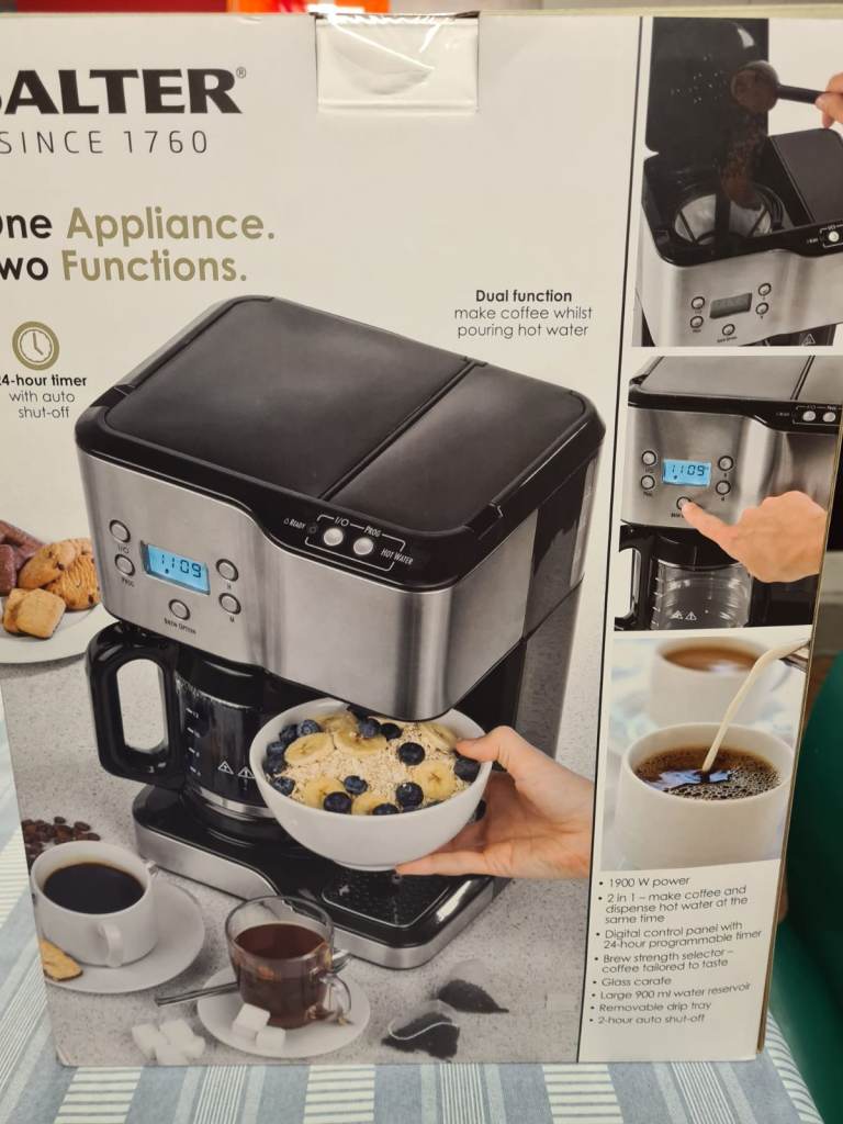 Salter Coffee Machine with Hot Water Dispenser – Brand New