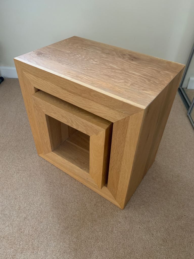 NEW PRICE!!! PAIR of SOLID OAK Nest of Tables 