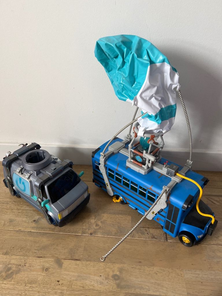 Fortnite Battle Bus & Armoured Battle Truck Toys – Good Condition