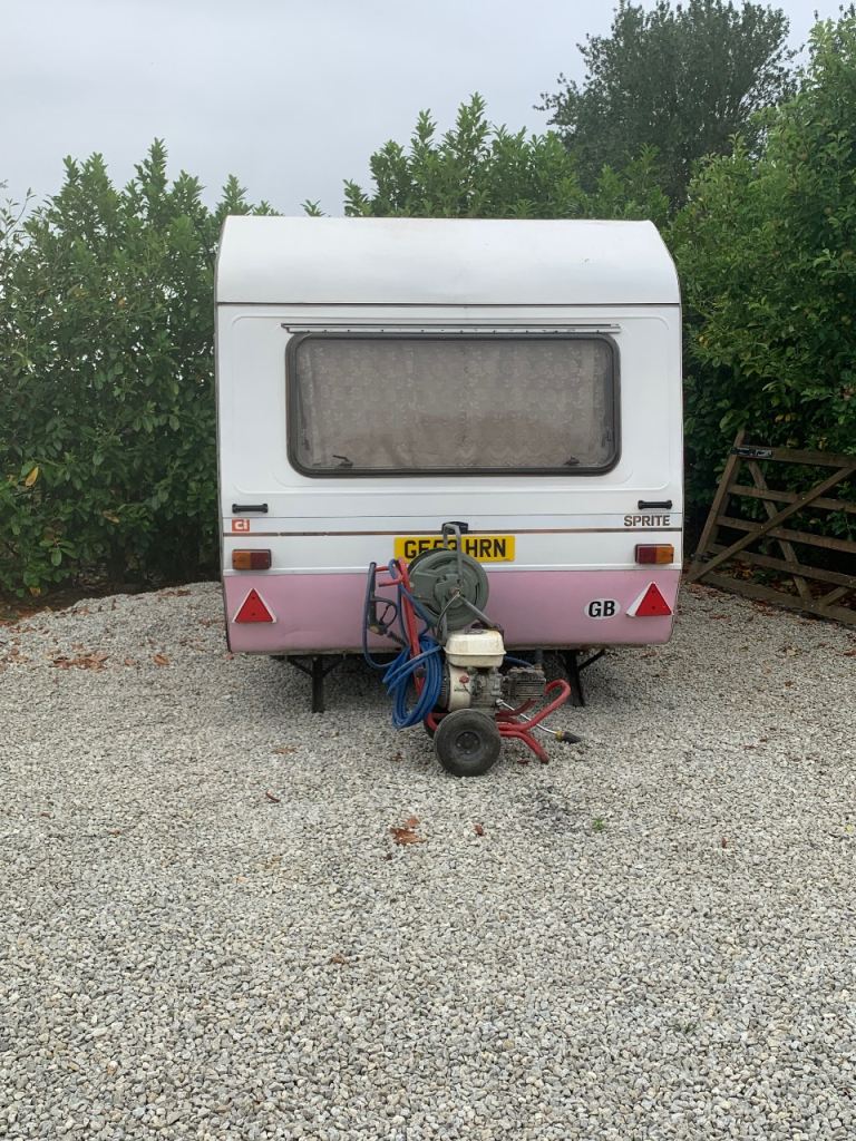 Pink and white caravan Small caravan 