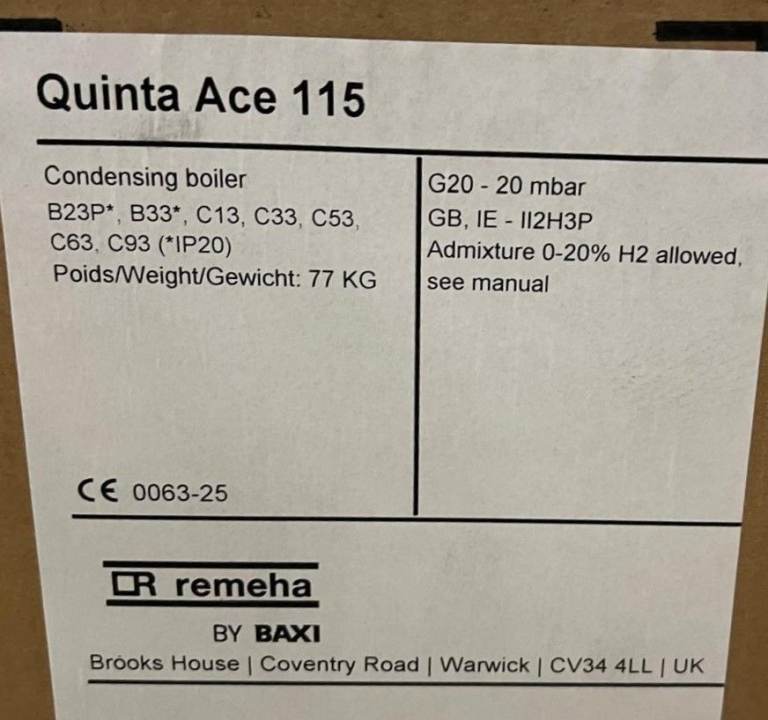 Baxi Remeha Quinta Ace 115 Commercial Boiler NEW