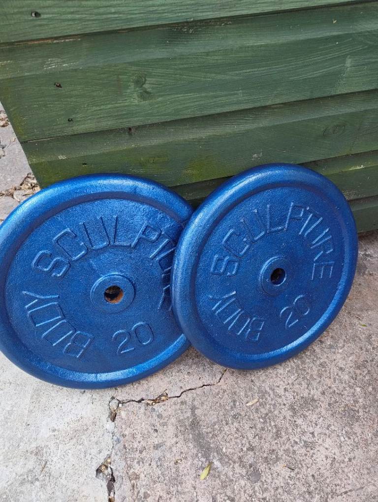 Gym equipment Sculpture Body 20kg x 2 Weight Plates – Blue, Good Condition