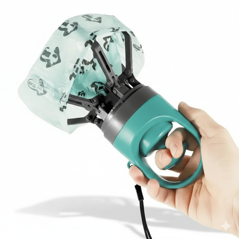 Portable Dog Poop Scooper with Waste Bag Pouch & Dispenser 