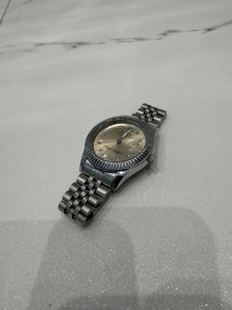 Mens silver stainless steel watch casual 