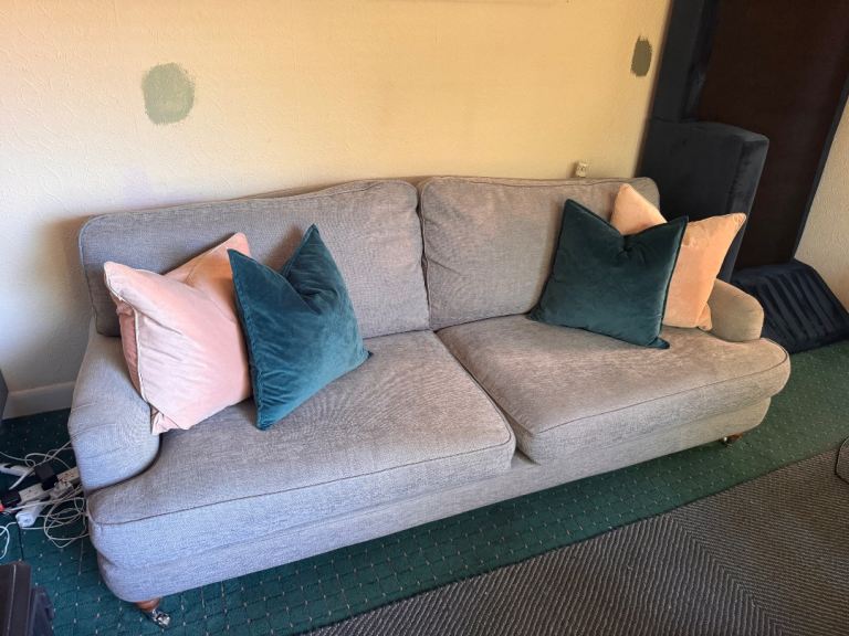 Laura Ashley Grey Fabric 3 and 4 seater sofas – Good Condition