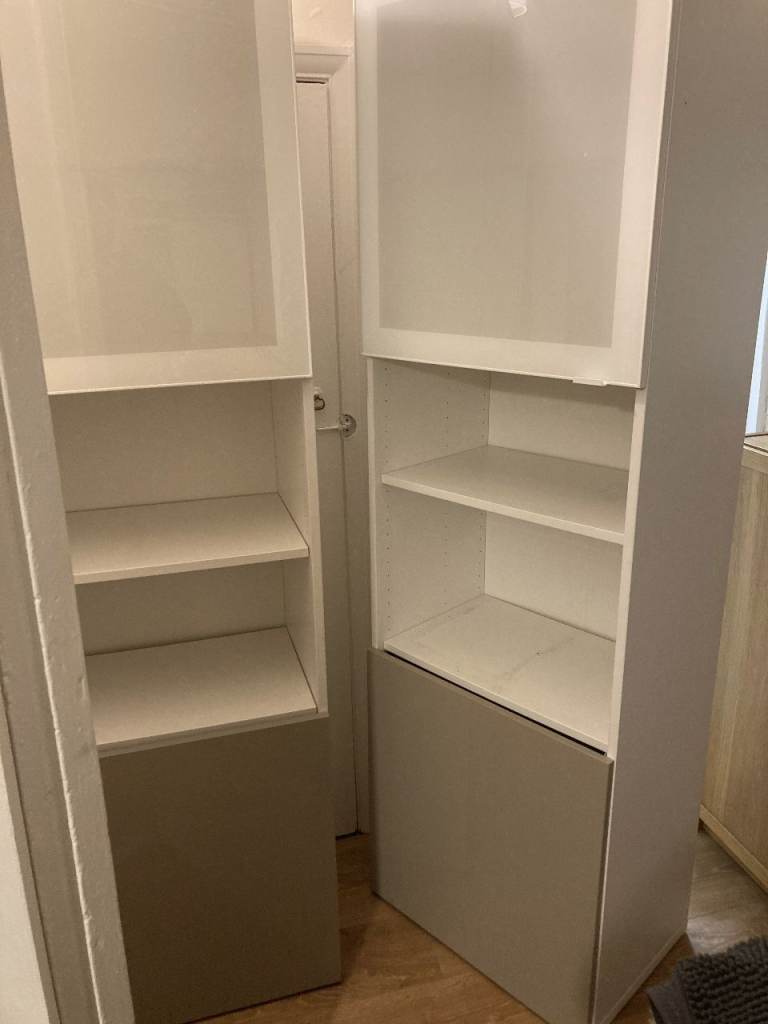Pair of White cabinets cupboards with Shelves – Good Condition