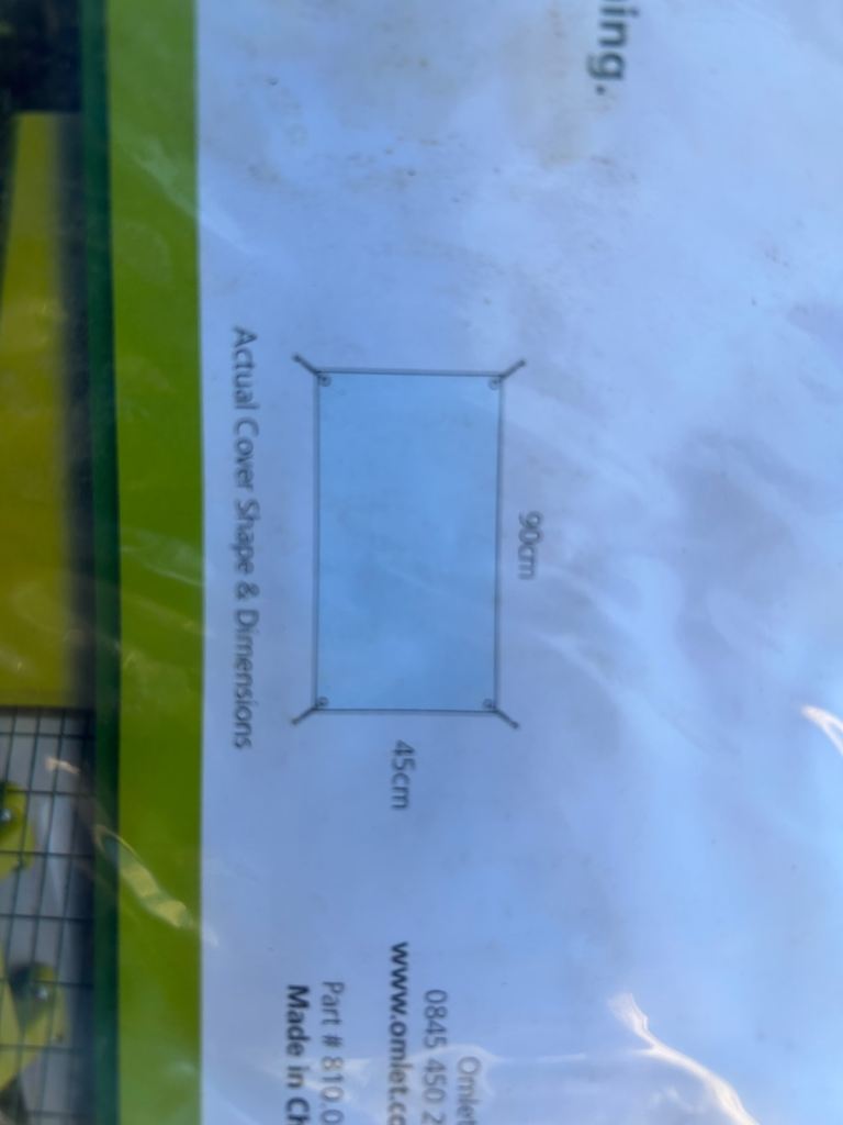 Omlet Eglu cube wind covers 45cm x 90cm X 3 (cost £60)