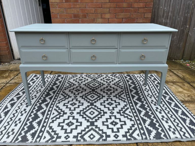 Refurbed stag minstrel dressing table/console table/chest of drawers