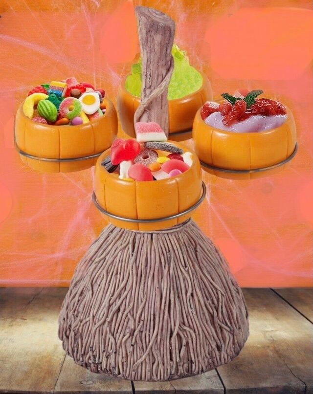 NEW Halloween party stand. Pumpkin, broomstick. For snacks, sweets, dips. Great fun !!