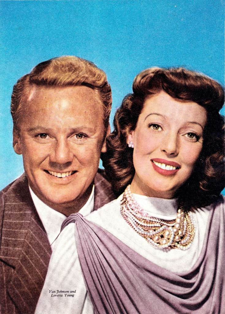 77 Framed original VAN JOHNSON & LORETTA YOUNG Famous Hollywood Film Movie Stars Glamour Vintage