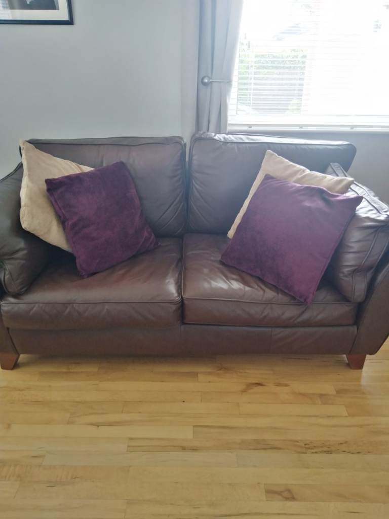 Brown leather sofa