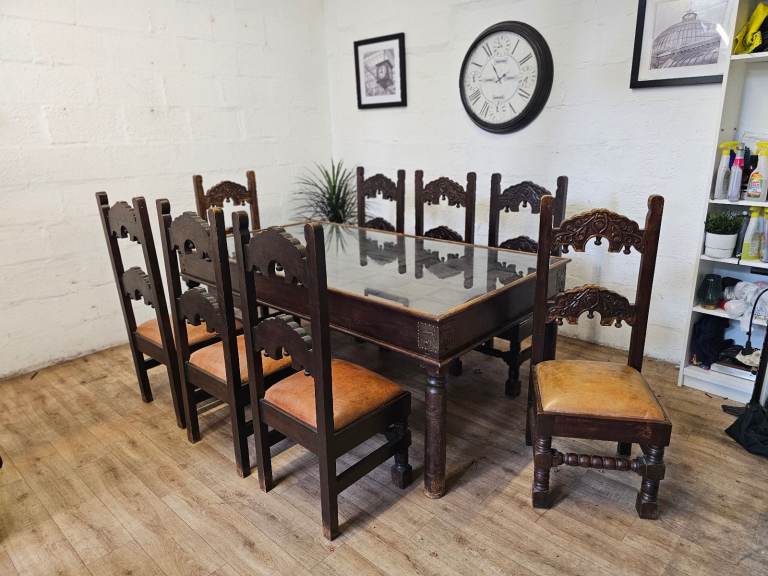 Stunning Old Spanish door - Handcrafted Solid Wood Dining Table Set – Seats 8 🚚  Free Delivery 
