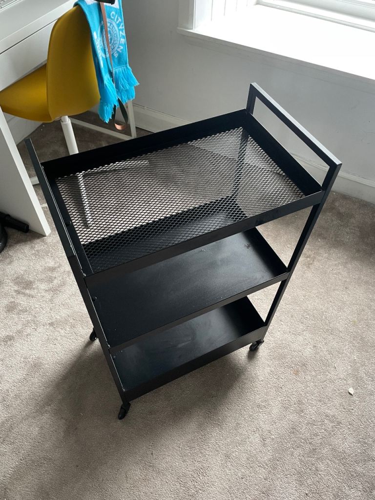 IKEA NISSÅFORS Black 3-Tier Storage Trolley on Wheels