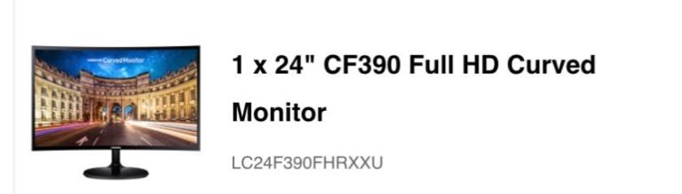 Samsung 24" CF390 Full HD Curved Monitor - Good Condition
