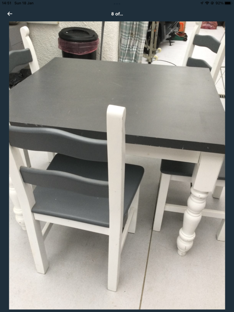 Table and four chairs 