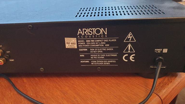 Ariston Acoustics CDX-720 Black CD Player HiFi Separates Fully Working No Remote