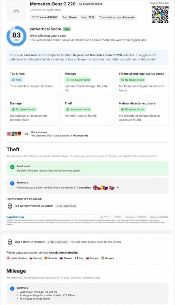 2012 Mercedes-Benz C Class C220 CDI BlueEFFICIENCY AMG Sport 7G-Tronic ESTATE Diesel Automatic