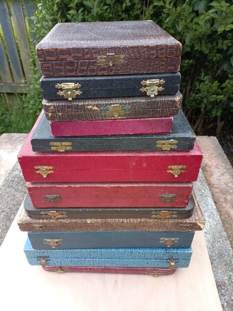 Antique cutlery cases, various sizes 12 for £10