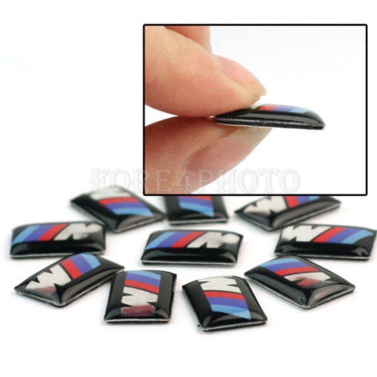 5 X BMW M SPORT CAR BADGES SELF STICK DECALS EMBLEMS SWANSEA AREA CAN POST