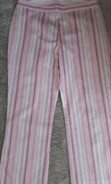 Women's Pink Striped Cropped Trousers NEW