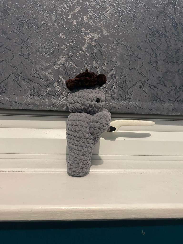 Soft croteched bee and gray monster plushies handmade by 13 yr old girl ...
